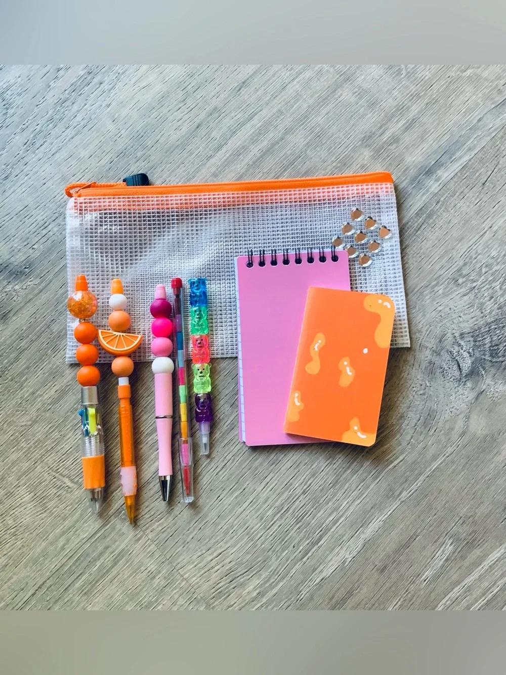 NEW📚 Hand Crafted Beaded Pens Stationery Set OS